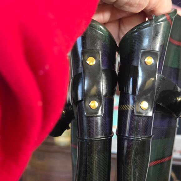 Ralph Lauren Rossalyn II Tartan Plaid Preppy Equestrian Riding Rain Boots 7 EUC - Picture 7 of 7